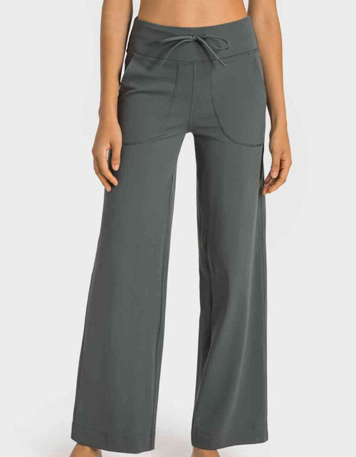 Load image into Gallery viewer, Drawstring Waist Wide Leg Sports Pants with Pockets
