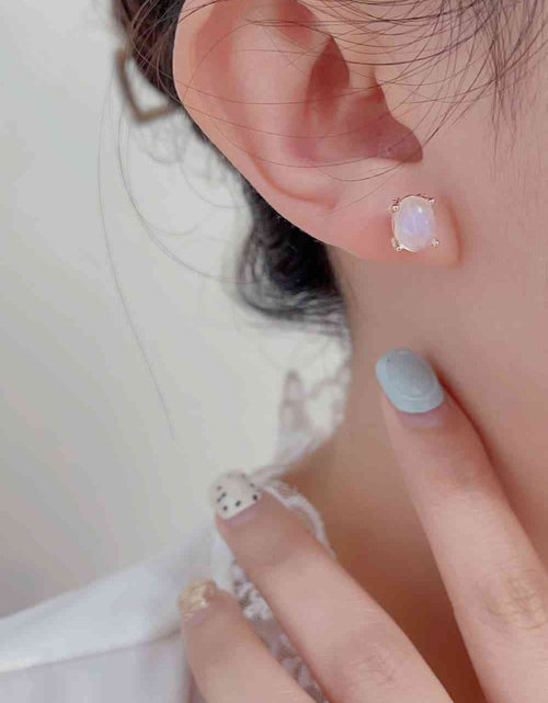 Load image into Gallery viewer, High Quality Natural Moonstone 925 Sterling Silver Stud Earrings
