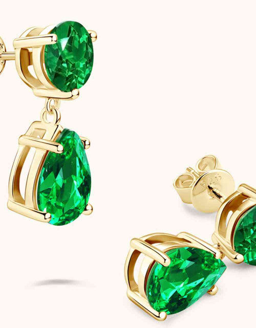 Load image into Gallery viewer, Lab-Grown Emerald Drop Earrings
