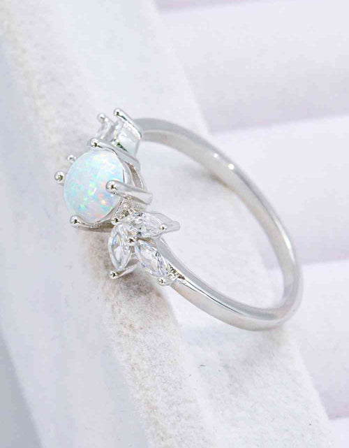 Load image into Gallery viewer, 925 Sterling Silver Opal and Zircon Ring
