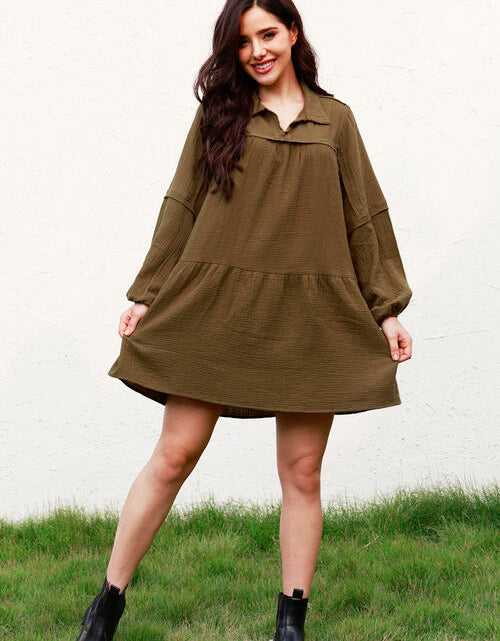 Load image into Gallery viewer, Ruffle Hem Balloon Sleeve Mini Dress
