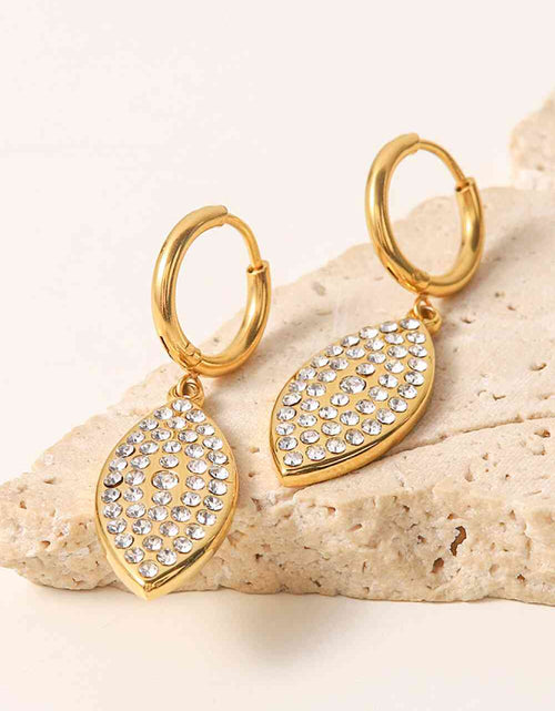 Load image into Gallery viewer, Inlaid Rhinestone Leaf Drop Earrings
