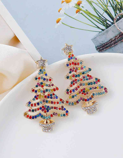 Load image into Gallery viewer, Rhinestone Alloy Christmas Tree Earrings
