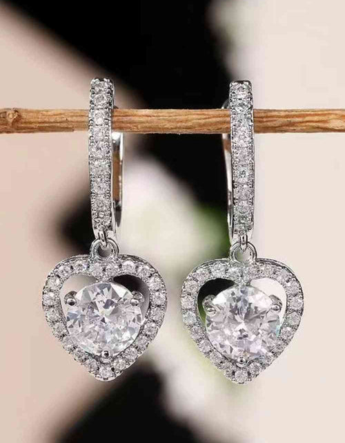 Load image into Gallery viewer, 2 Carat Moissanite Platinum-Plated Heart Drop Earrings
