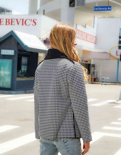 Load image into Gallery viewer, Houndstooth Open Front Long Sleeve Jacket
