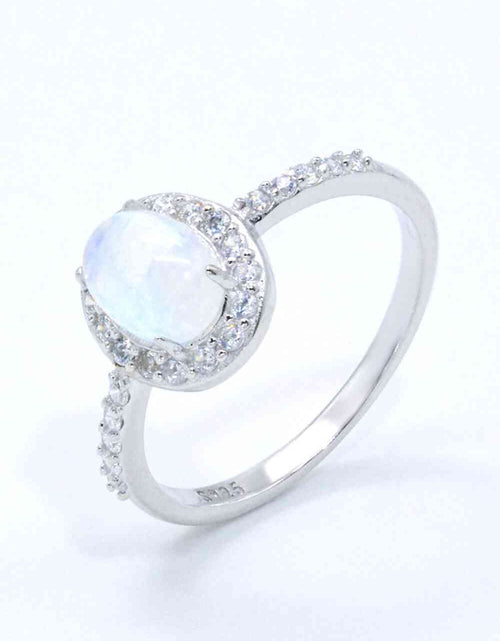 Load image into Gallery viewer, 925 Sterling Silver Natural Moonstone Halo Ring
