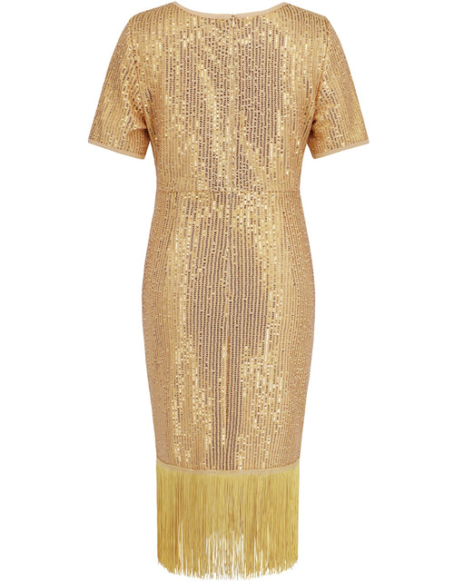 Load image into Gallery viewer, Tassel Sequin Short Sleeve Dress
