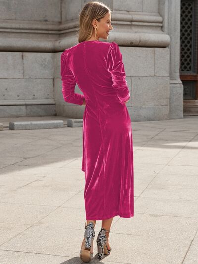 Load image into Gallery viewer, Surplice Puff Sleeve Midi Dress
