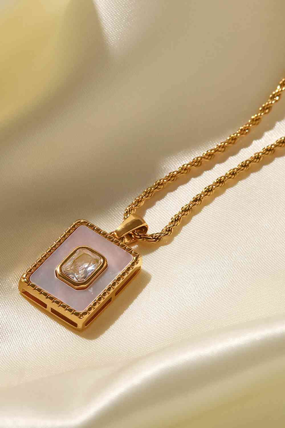 Square Pendant Twisted Chain Necklace