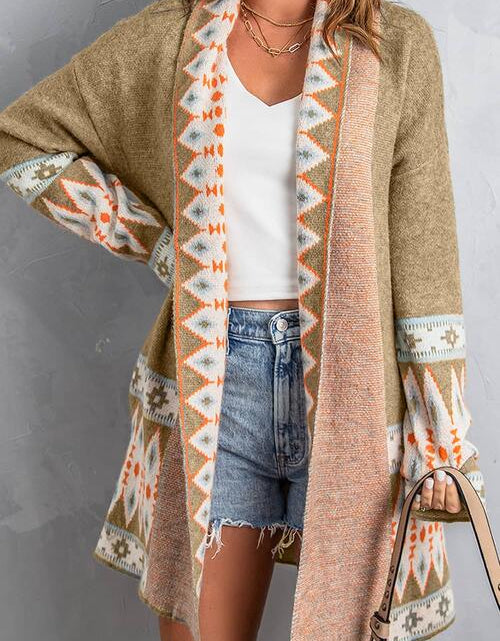 Load image into Gallery viewer, Geometric Open Front Long Sleeve Cardigan
