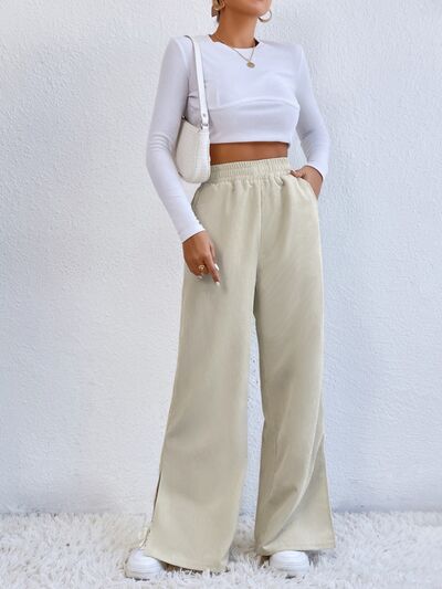 Load image into Gallery viewer, Slit Pocketed High Waist Wide Leg Pants
