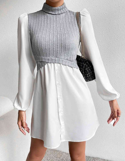 Load image into Gallery viewer, Turtleneck Puff Sleeve Mini Dress
