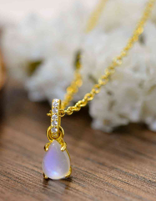 Load image into Gallery viewer, High Quality Natural Moonstone Teardrop Pendant 925 Sterling Silver Necklace
