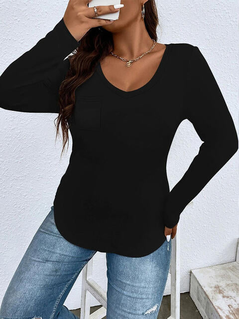 Load image into Gallery viewer, Plus Size V-Neck Long Sleeve T-Shirt
