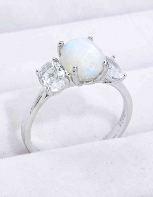 Load image into Gallery viewer, Natural Moonstone and Zircon Ring
