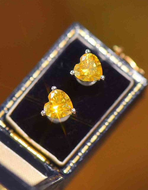 Load image into Gallery viewer, 2 Carat Yellow Heart Moissanite Platinum-Plated Earrings
