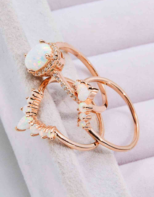 Load image into Gallery viewer, Opal and Zircon Three-Piece Ring Set
