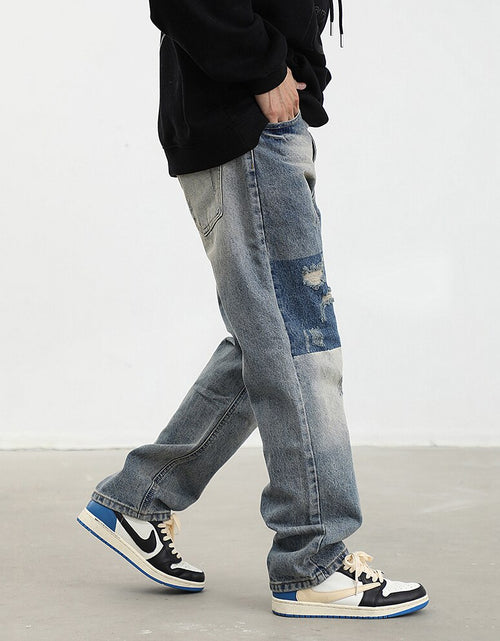 Load image into Gallery viewer, Men&#39;s Ripped Retro Loose Jeans
