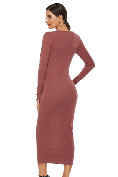 Load image into Gallery viewer, Ribbed Scoop Neck Sweater Dress
