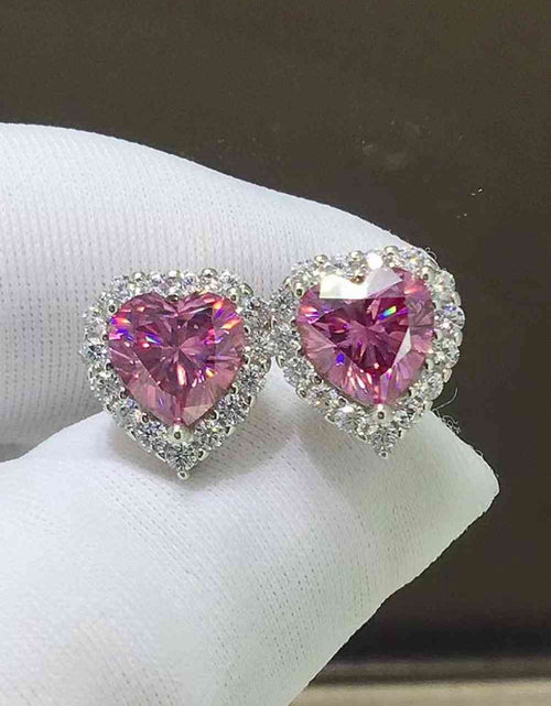 Load image into Gallery viewer, 2 Carat Moissanite Heart-Shaped Earrings
