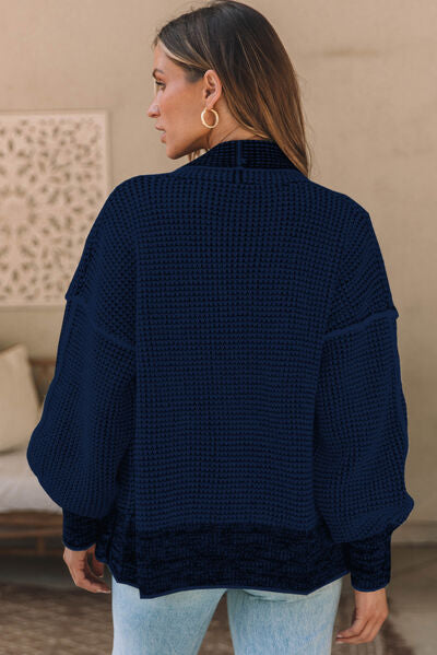 Load image into Gallery viewer, Waffle-knit Pocketed Open Front Cardigan
