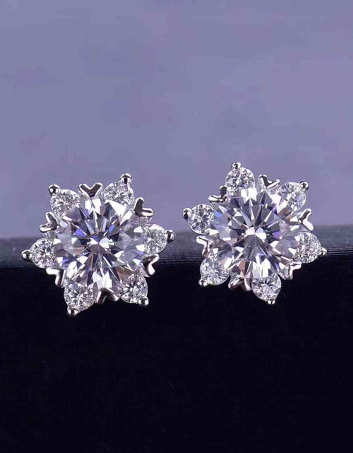 Load image into Gallery viewer, 2 Carat Moissanite Floral Stud Earrings
