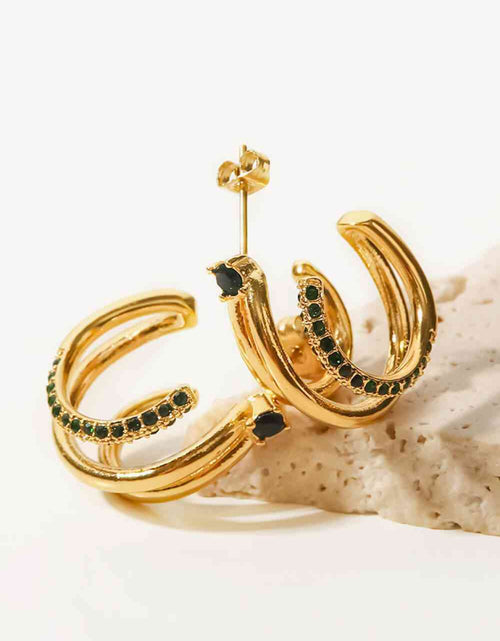 Load image into Gallery viewer, 18K Gold Plated Cubic Zirconia Wrap C-Hoop Earrings
