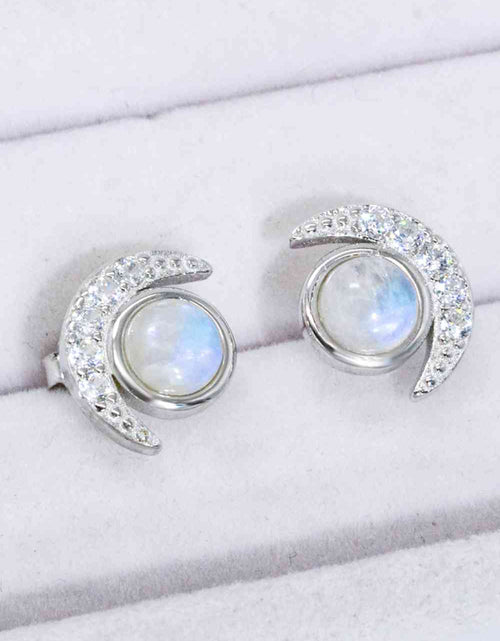 Load image into Gallery viewer, 925 Sterling Silver Moonstone Stud Earrings
