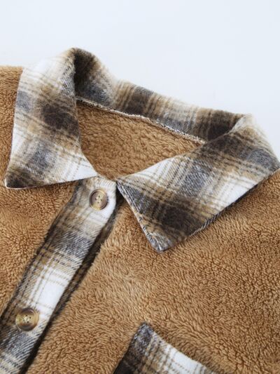 Load image into Gallery viewer, Plaid Contrast Dropped Shoulder Coat
