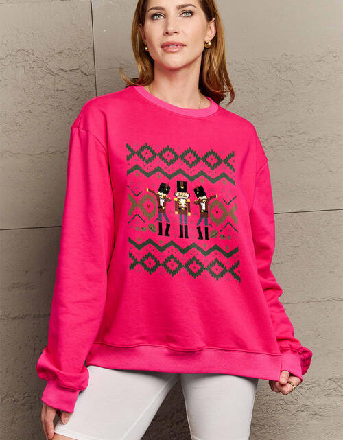 Load image into Gallery viewer, Simply Love Full Size Nutcracker Graphic Long Sleeve Sweatshirt
