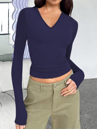 Load image into Gallery viewer, V-Neck Long Sleeve T-Shirt
