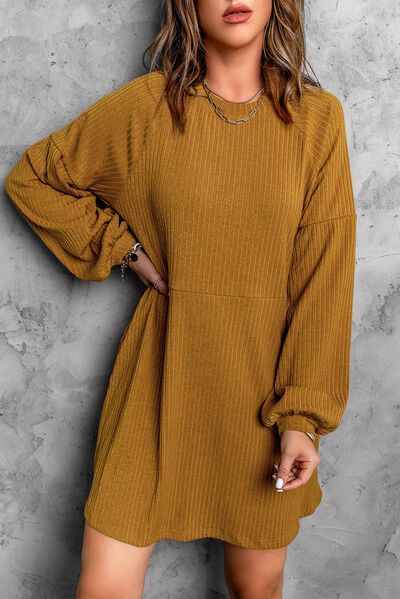 Load image into Gallery viewer, Round Neck Long Sleeve Mini Dress
