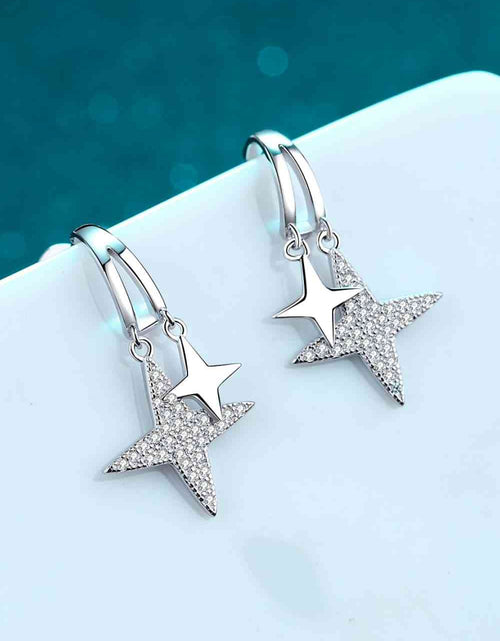 Load image into Gallery viewer, Moissanite Star Rhodium-Plated Drop Earrings
