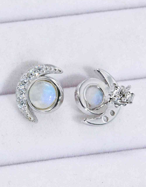 Load image into Gallery viewer, 925 Sterling Silver Moonstone Stud Earrings
