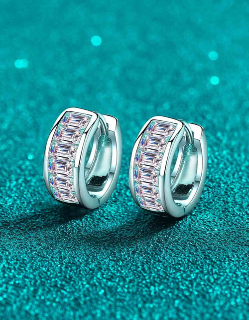 Load image into Gallery viewer, 1.8 Carat Moissanite 925 Sterling Silver Huggie Earrings
