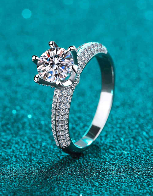 Load image into Gallery viewer, 2 Carat Moissanite 925 Sterling Silver Side Stone Ring
