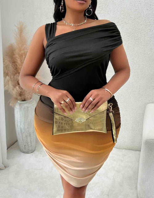 Load image into Gallery viewer, Plus Size Asymmetrical Neck Bodycon Dress
