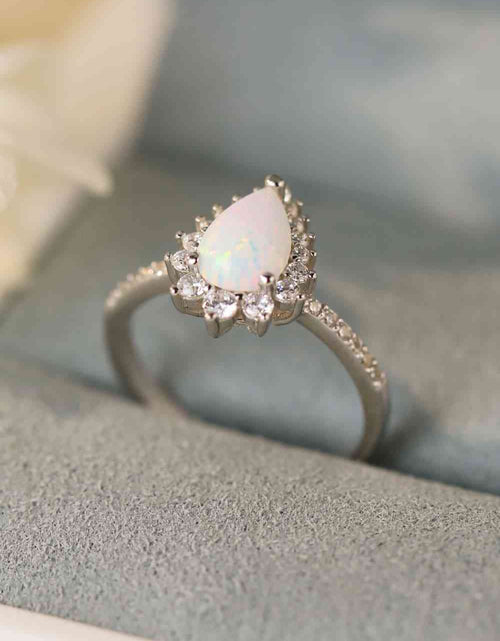 Load image into Gallery viewer, Platinum-Plated Opal Pear Shape Ring
