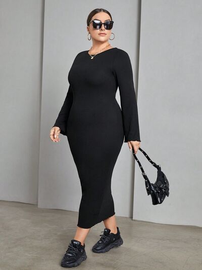 Load image into Gallery viewer, Plus Size Lace-Up Round Neck Wrap Dress
