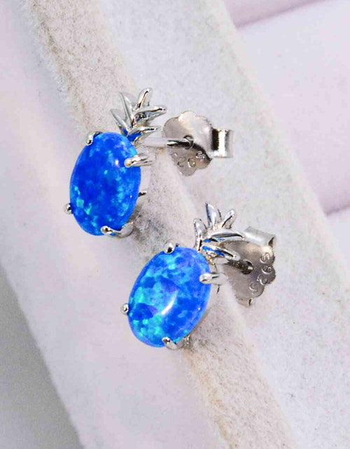 Load image into Gallery viewer, Opal Pineapple Platinum-Plated Earrings
