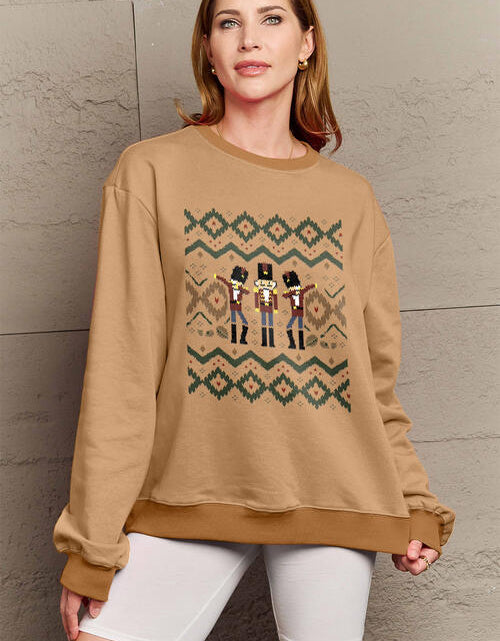 Load image into Gallery viewer, Simply Love Full Size Nutcracker Graphic Long Sleeve Sweatshirt
