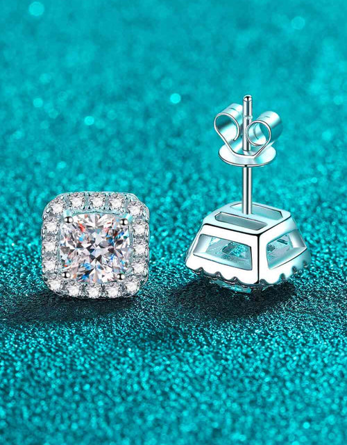 Load image into Gallery viewer, 925 Sterling Silver Inlaid 2 Carat Moissanite Square Stud Earrings
