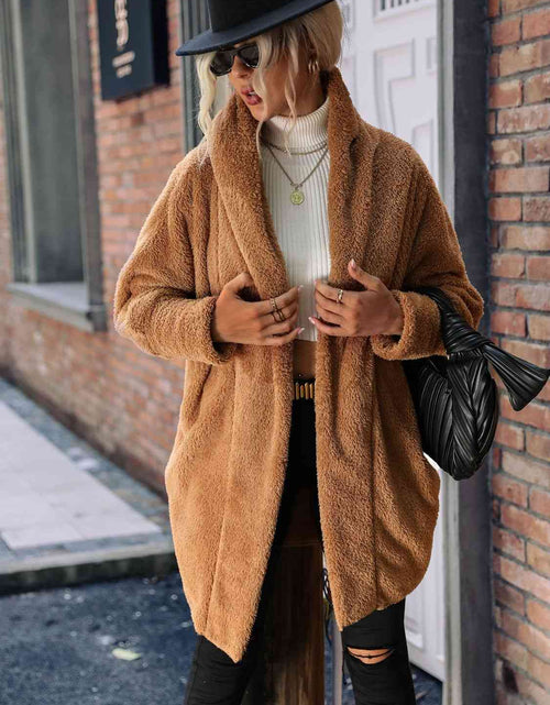 Load image into Gallery viewer, Open Front Hooded Teddy Coat
