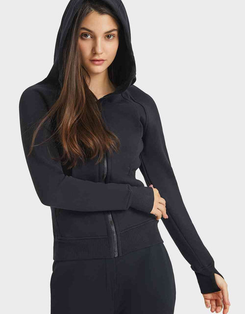 Load image into Gallery viewer, Zip Up Seam Detail Hooded Sports Jacket
