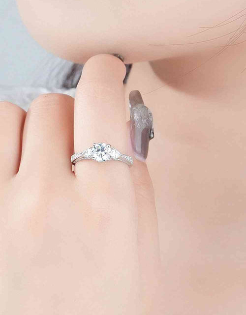 Load image into Gallery viewer, 1 Carat Moissanite 4-Prong Side Stone Ring
