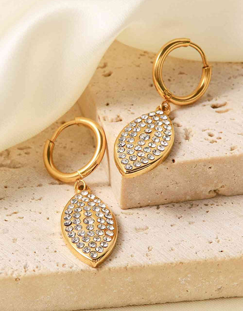 Load image into Gallery viewer, Inlaid Rhinestone Leaf Drop Earrings
