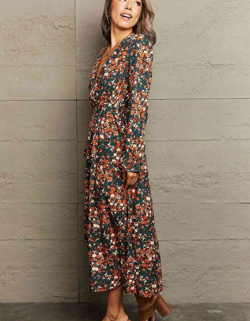 Load image into Gallery viewer, Printed Surplice Neck Long Sleeve Dress
