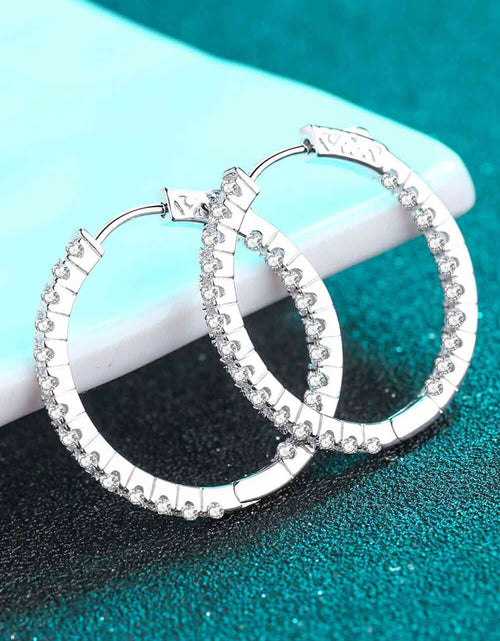 Load image into Gallery viewer, Moissanite Rhodium-Plated Hoop Earrings
