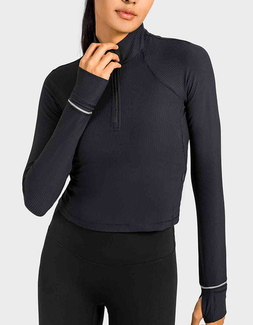 Load image into Gallery viewer, Mock Neck Half Zip Long Sleeve Sport Top
