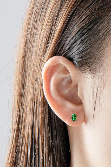 Load image into Gallery viewer, Lab-Grown Emerald Stud Earrings
